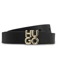 HUGO - Ceinture En Cuir Italien Avec Boucle À Logo Revisité - Lyst