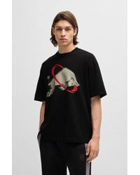 HUGO - X Rb Oversized-Fit T-Shirt With Signature Bull Motif - Lyst