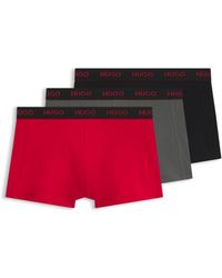HUGO - Three-Pack Trunks With Jacquard Logo Waistband - Lyst