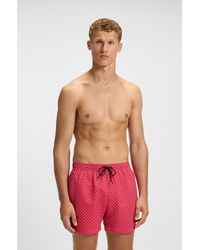 BOSS - Printed Swim Shorts With Logo Badge - Lyst