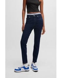 HUGO - Skinny-fit Jeans In Dark-blue Stretch Denim - Lyst