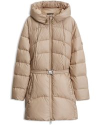 BOSS - Knee-Length Hooded Jacket With Removable Belt - Lyst