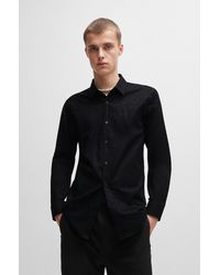 HUGO - Extra-slim-fit Shirt In Animal-pattern Cotton Jacquard - Lyst