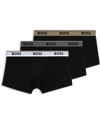 BOSS - Three-Pack Of Stretch-Cotton Trunks With Logo Waistbands - Lyst