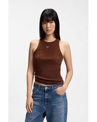 HUGO - Stretch-Cotton Tank Top With Logo Label - Lyst