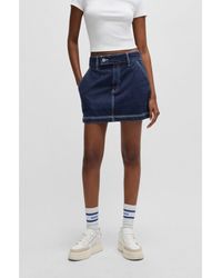 HUGO - Denim Mini Skirt With Contrast Stitching - Lyst
