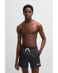 HUGO - Fully Lined Swim Shorts With Contrast Logo - Lyst