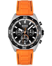 BOSS by HUGO BOSS - Orange-silicone-strap Chronograph Watch With Geometric Bezel - Lyst