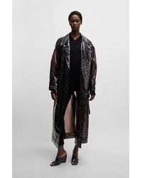 BOSS - Naomi X Oversized Raincoat With Leopard-pattern Eming - Lyst
