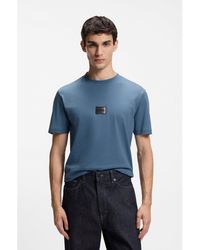 HUGO - Cotton-Jersey T-Shirt With Gradient Logo Label - Lyst