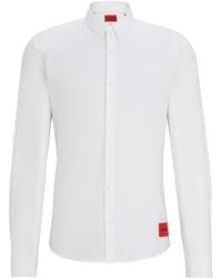 HUGO - Extra Slim-fit Overhemd Van Katoenen Canvas Met Stretch - Lyst