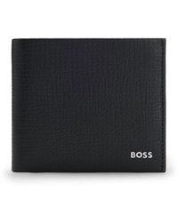 BOSS - Grained-Leather Wallet With Metallic Logo Lettering - Lyst