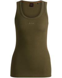 BOSS - Slim-fit Onderhemd Van Stretchkatoen Met Ribstructuur - Lyst