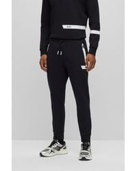 BOSS - Cotton-blend Tracksuit Bottoms With Logo Stripe - Lyst
