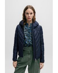 BOSS - Water-repellent Quilted Jacket With Logo-trimmed Hood - Lyst