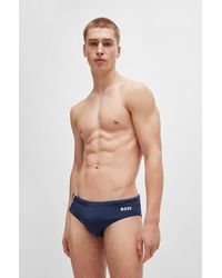 BOSS - Jersey Swim Briefs With Signature Stripe And Logo - Lyst