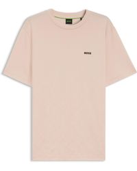 BOSS - T-Shirt Aus Baumwoll-Piqué Mit Allover-Print - Lyst