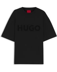 HUGO - T-Shirt Van Katoenen Jersey Met Reflecterend Logo - Lyst