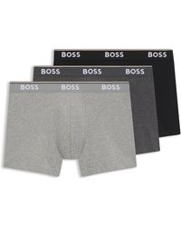 BOSS - Three-Pack Of Stretch-Cotton Boxer Briefs With Logos - Lyst