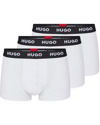 HUGO - Three-pack Of Logo-waistband Trunks In Stretch Cotton - Lyst