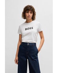 BOSS - Cotton-Jersey T-Shirt With Contrast Logo - Lyst