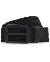 BOSS - Woven Belt With Leather Trims And Logo Detail - Lyst