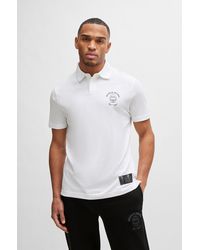 BOSS - X Nfl Cotton Polo Shirt With Metallic Print - Lyst