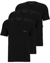 BOSS by HUGO BOSS Drie Underwear T-shirts Van Katoen Met Logo's - Zwart