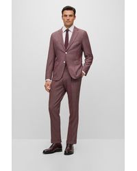 BOSS - Slim-fit Suit In A Patterned Wool Blend - Lyst