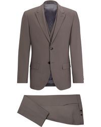 HUGO - Dreiteiliger Slim-Fit Anzug mit zweireihiger Weste - Lyst