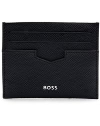 BOSS - Emed-leather Card Holder With Metal Logo Lettering - Lyst