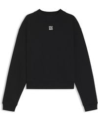HUGO - Relaxed-Fit Sweatshirt Aus Baumwoll-Terry Mit Stack-Logo-Stickerei - Lyst