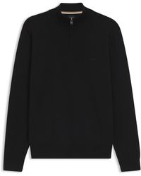 BOSS - Pull en coton à encolure zippée avec logo brodé - Lyst