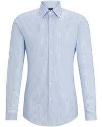 BOSS - Slim-Fit Hemd aus gestreifter Stretch-Baumwolle mit bügelleichtem Finish - Lyst