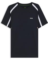 BOSS - Active Slim-Fit T-Shirt Aus Stretch-Gewebe Mit Kontrastfarbenen Akzenten - Lyst