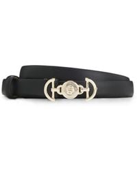 BOSS - Italian-Leather Belt With Double B Monogram Buckle - Lyst