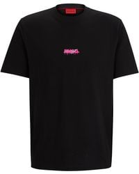 HUGO - Relaxed-fit T-shirt Van Katoenen Jersey Met Dubbel Logo - Lyst