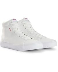 HUGO - Hightop Sneakers aus Canvas mit rotem Logo-Patch - Lyst