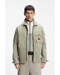 HUGO - Zip-Up Cotton-Blend Canvas Overshirt With Logo Label - Lyst