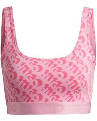 HUGO - Stretch-cotton Bralette With Repeat Logos - Lyst