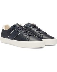 BOSS - Faux-leather Trainers With Plain And Grained Textures - Lyst