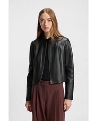 HUGO - Regular-Fit Leather Jacket With Stand Collar - Lyst
