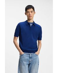 HUGO - Knit Polo With Covered Placket - Lyst
