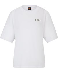 BOSS - T-Shirt aus Baumwolle mit Logo-Artwork - Lyst