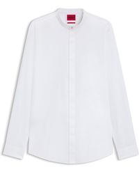HUGO - Slim-Fit Hemd Aus Stretch-Baumwolle Mit Stehkragen - Lyst