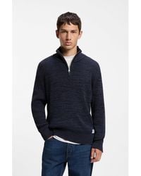 HUGO - Relaxed-Fit Zip-Neck Sweater With Mouliné Texture - Lyst