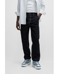 HUGO - Regular-fit Trousers In Heavyweight Cotton - Lyst