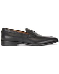 BOSS by HUGO BOSS Italian-made Leather Penny Loafers With Signature ...