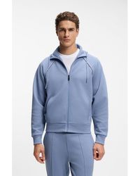 BOSS - Cotton-Blend Zip-Up Hoodie With Piping Details - Lyst
