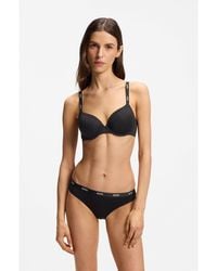 BOSS - Stretch-Jersey Underwire Bra With Logo Straps - Lyst